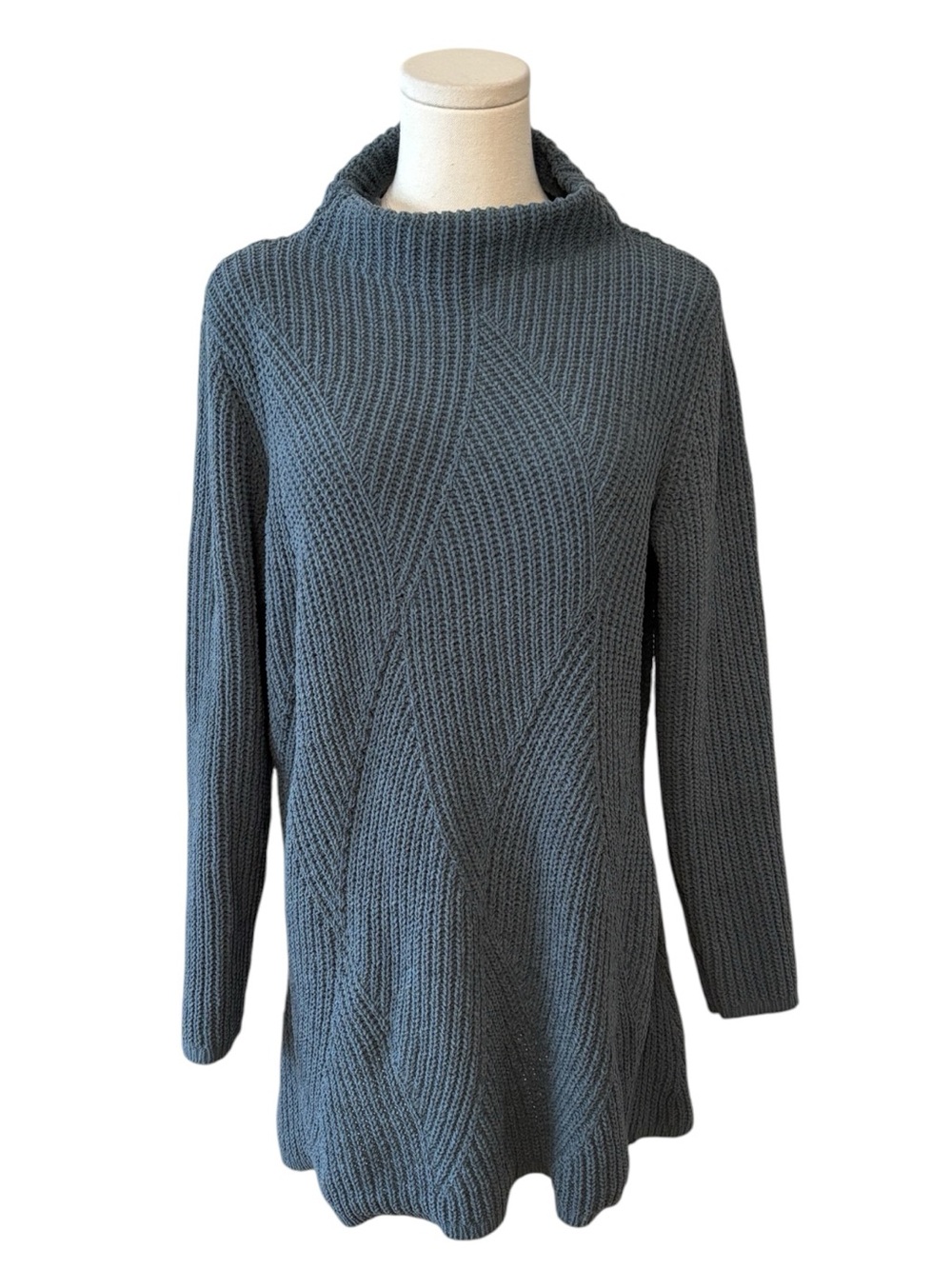 J. Jill Slate Blue Chenille Tunic Length Sweater Size Medium